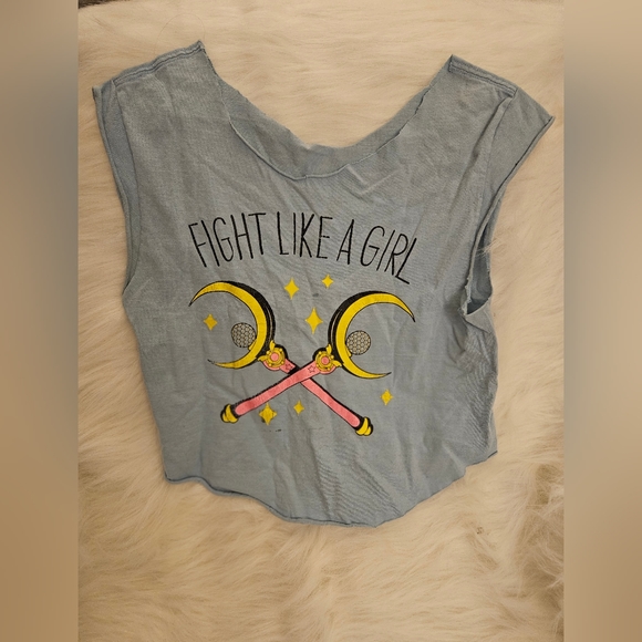 3 for $30 - Medium Vintage Sailor Moon Cropped & Modded Tank Top - Picture 1 of 1